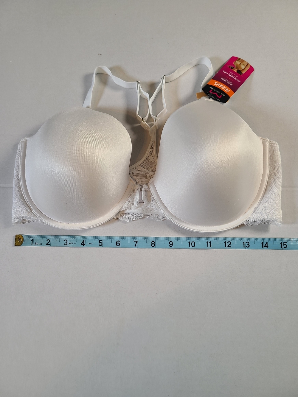 Maidenform Front-Close Racerback Bra Smoothing Back & Sides White 38DD - Picture 8 of 12